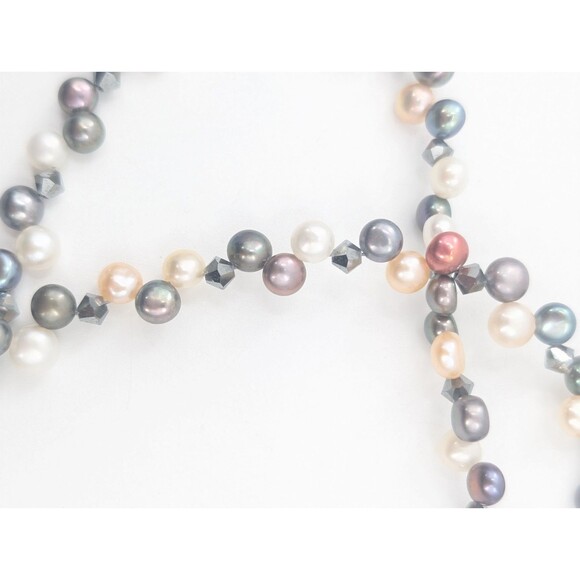 Lia Sophia Freshwater Pearl and Beads Gray Teal Double Strand Statement Necklace - Picture 4 of 5
